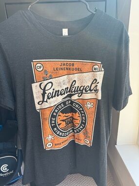 Jacob Leinenkugel Black Short-Sleeve Tee with Orange and White Logo